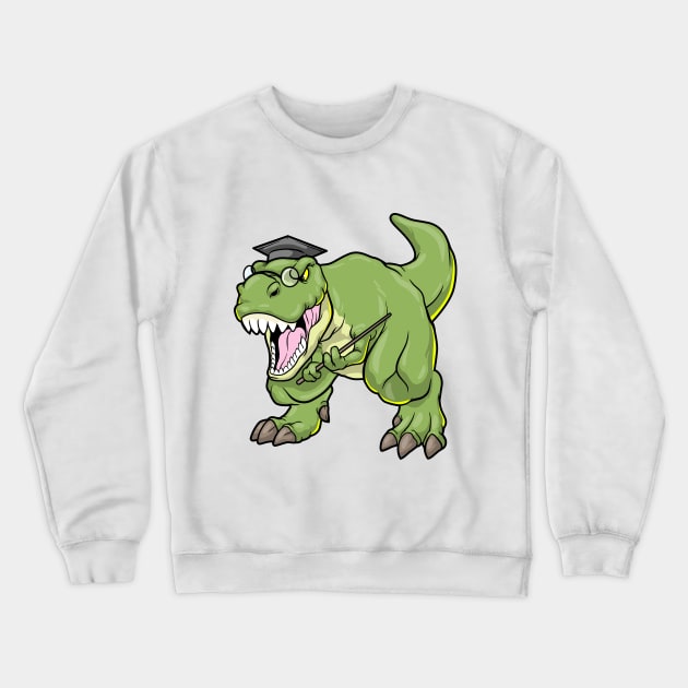 Dinosaur as Teacher with Pointer Crewneck Sweatshirt by Markus Schnabel